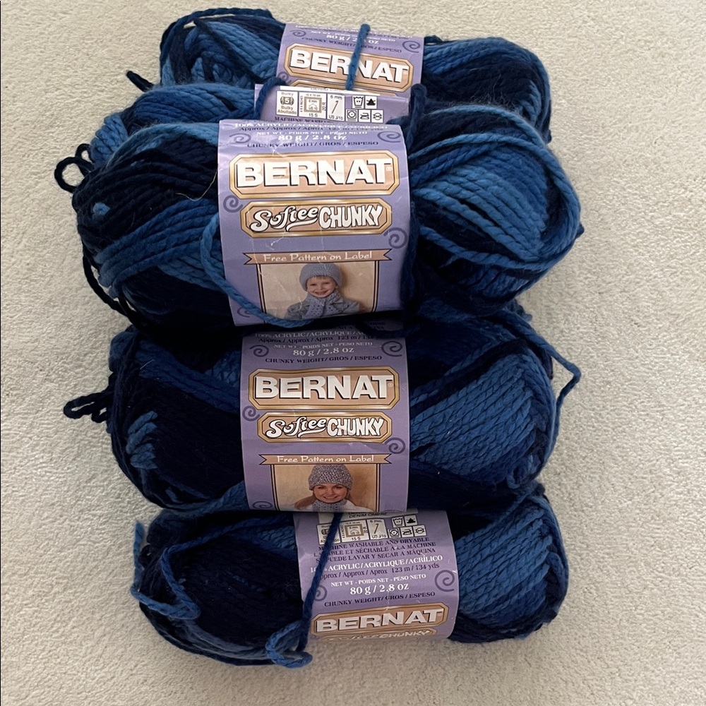 Bernat Softee Chunky Yarn in Denim Ombré, 6 Skeins